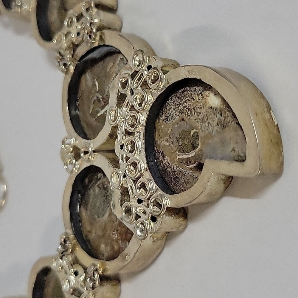 Chunky Boho Hippie Ammonite Fossil Shell Necklace with Citrine Accents - Picture 16 of 17